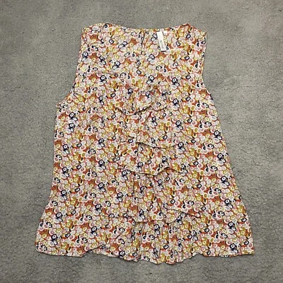 SINE BLOUSE WOMENS SIZE 12 SLEEVELESS FLORAL BLUE PINK - Image 1 of 4