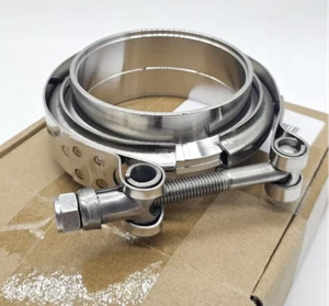 3" inch Stainless Steel #304 V band Vban Clamp w/2 Flange Turbo Exhaust Down Pip - Picture 1 of 8