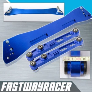 JDM EG SI DC2 B17 Blue Aluminum Rear Subframe Brace+ Rear Lower Control Arm Arms - Picture 1 of 1