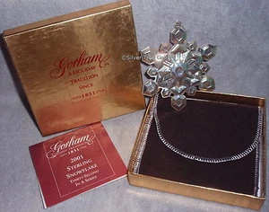 2001 Gorham Sterling Silver 32nd Christmas Snowflake Ornament Pendant Medallion - Imagen 1 de 3