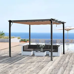 Outsunny Pergola Pavillon mit einstellbarem Stoffdach 3 x 4m Alu Überdachung - Bild 1 von 10
