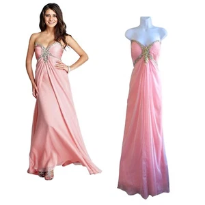 ABITO COLORI rosa impreziosito senza spalline abito chiffon a cuore 0684 nuovo con etichette taglia 16 - Foto 1 di 9