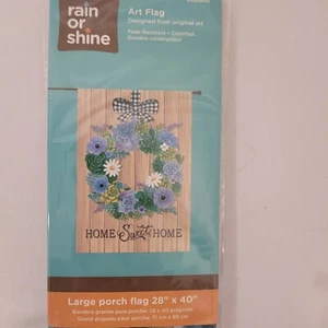 Rain or Shine Art Flag "HOME SWEET HOME" Flowers Wreath House Flag 28” x 40” NEW - Picture 1 of 1
