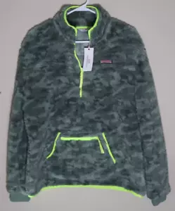 Vineyard Vines Pullover Women's Green Camo Teddy Soft Fuzzy Camouflage Large NWT - Picture 1 of 12
