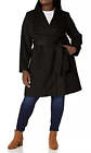 Cole Haan Women's Wing Collar Belted Wrap Coat, Black, Size 8