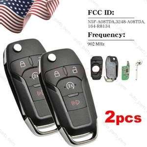 2X Flip Remote Smart Key for Ford F-150 F-250 2015 2016 2017 2018 2019 2020 Fobs - Picture 1 of 10