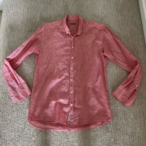 SUITSUPPLY linen Cotton Button Down Shirt Red Gingham 40 15.75 - Picture 1 of 5