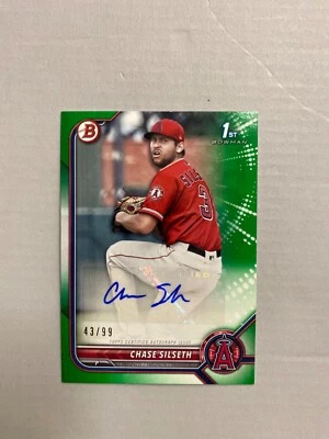 2022 BOWMAN CHASE SILSETH 1ST 43/99 AUTO GREEN AUTOGRAPH #PPA-CS LA ANGELS - Image 1 of 2