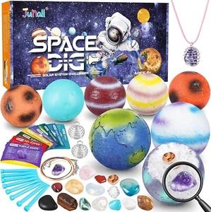Gemstone Dig Kit, Easter Egg Space Toys for Kids, Dig up 8 Planets Find 16 Gems - Picture 1 of 4