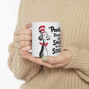 Lindo arte caniche en taza de cerámica blanca taza, regalo para amantes de los perros para fanáticos del café y el té - Imagen 1 de 7