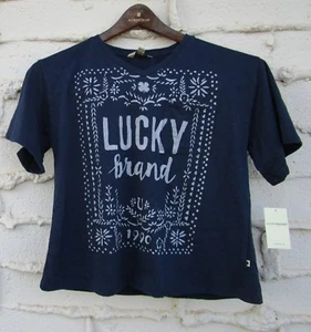 NWT Girls Size XL/16 LUCKY BRAND Shirt Top Blue-Gray w/ Floral Logo MSRP $22.50 - Picture 1 of 12