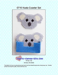 Koala Bear Coaster Set-Plastic Canvas Pattern or Kit - Picture 1 of 1