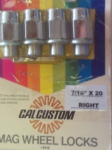 mag wheel locking lug nut set of 4 cal custom with key 7/16" x 20 right hand - Picture 1 of 3