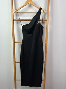 Maurie + Eve Sheath Dress Womens 8 Black One Shoulder Sleeveless Midi Cocktail - Picture 1 of 10