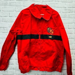 Vintage 1990 CB Sports Lion Crown Crest Full Zip Shell Jacket Red Size Large - Picture 1 of 8