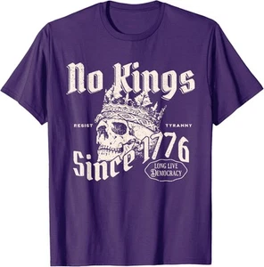 Since 1776 No Kings Skull Design Funny Design Unisex T-Shirt - Picture 1 of 11