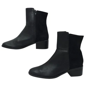 Anthropologie Damen-Stiefeletten mit seitlichem Reißverschluss 7,5 M schwarz Leder Wildleder Blockabsatz - Bild 1 von 15