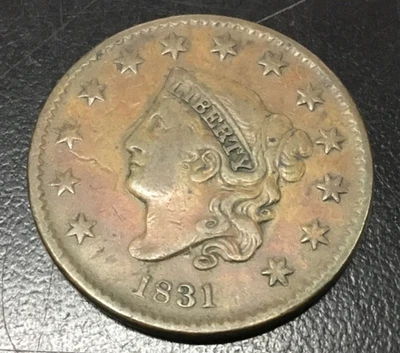1831 Large Cent Newcomb Variety N-7 R-1 DOUBLE STRUCK "LIBERTY" ~ E.A.C. MEMBER - Image 1 of 4