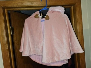 Girls Shein Pink Velour Hooded Cape Size 10Y - Picture 1 of 4