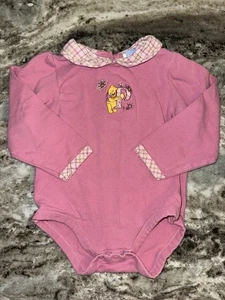Disney Classic Pooh Pink Collared Floral One Piece Size 4T Long Sleeve Pink - Picture 1 of 5
