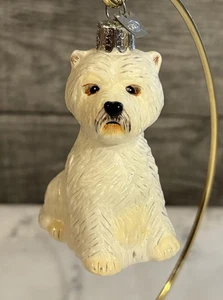 VINTAGE KURT ADLER GLASS WEST HIGHLAND WHITE TERRIER CHRISTMAS ORNAMENT 4" TALL - Picture 1 of 9