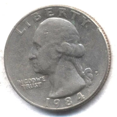 1984 P WASHINGTON QUARTER  CIRCULATED 25 CENT AMERICAN  AUCTION COIN #685 - Image 1 of 2