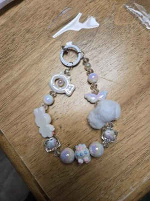 Cute White Bunny Phone Charm/ Bag Accessory/Big Into Energy/ Exciting Macaron - Image 1 of 3