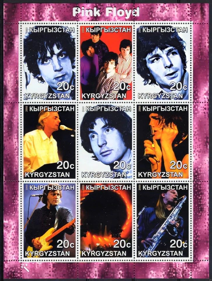 Kirguistán 2000 PINK FLOYD Banda de Rock Inglesa Hoja (9) Perforada MNH Foto 1 de 1
