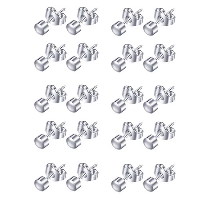 10 Pc Stainless Steel Cartilage Stud Earrings Hypoallergenic 4mm Men Jewelry - Image 1 of 4