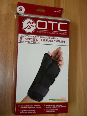 OTC Lightweight Breathable Wrist/Thumb Splint, Left Black, Small - Image 1 of 4