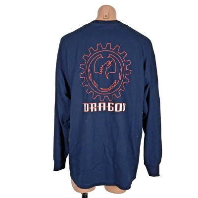 Vtg 90s DRAGON Surf Skate Black Long Sleeve 2-sided Logo T-Shirt Sz 2XL Optical - Image 1 of 4