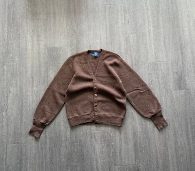 Винтажный коричневый шерстяной квадратный кардиган Arnold Palmer размер S ретро Kurt Cobain Skater - Изображение 1 из 4