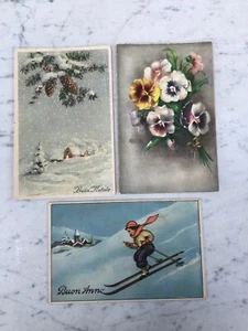 Batch Of Three Old Postcards Greeting Cards - Picture 1 of 2