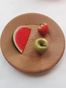 Miniatur gemischt Obst & Gemüse Apfel Orangen Mais + Holzteller, Schale, Milchflasche - Bild 1 von 8