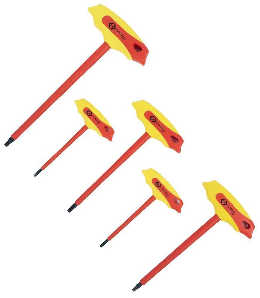 Insulated VDE T-Handle Hex Key Set, 5 Piece - T4422 SET - Image 1 of 1