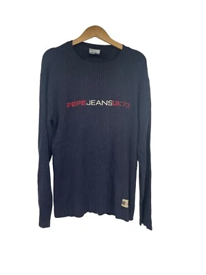 Suéter Pepe Jeans Y2K Para Hombres 3XL Azul Marino Acanalado Ajustado Suéter Logo Backstreet Niños Foto 1 de 4
