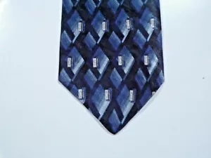 Haggar Clothing Co Black, Blue And Gray 100% Silk Tie - Picture 1 of 8