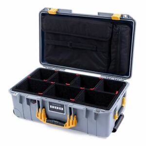 Silver & Yellow Pelican 1535 case with TrekPak dividers & Computer Lid pouch.