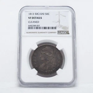 1813 50c/UNI 50c Capped Bust Silver Half Dollar NGC VF Details Cleaned (slx4954) - Picture 1 of 4