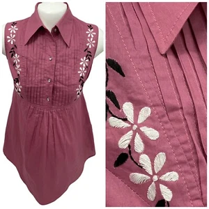 Top de maternidad BB para mujer mediano esmoquin plisado floral bordado rosa oficina trabajo - Imagen 1 de 12