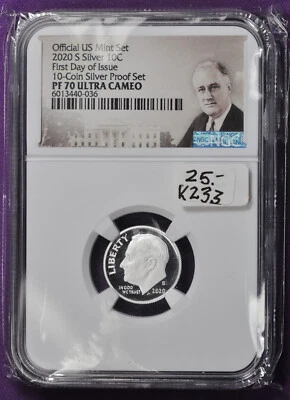 2020-s Roosevelt Dime.  In NGC Holder.  PF 70 ULTRA CAMEO.  k233 - Image 1 of 2