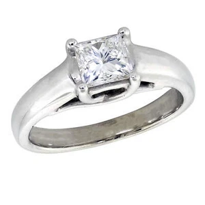 14k White Gold & Platinum Princess Solitaire Bridal Engagement Ring 0.72ct G VVS - Picture 1 of 6