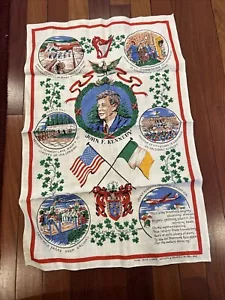 Vintage John F. Kennedy Tea Towel find Irish linen woven and printed in Ireland - Picture 1 of 12