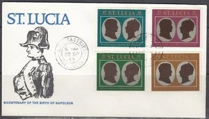 St.Lucia Scott 253-6 FDC - Birth of Napolean, Bicentenary - Picture 1 of 1