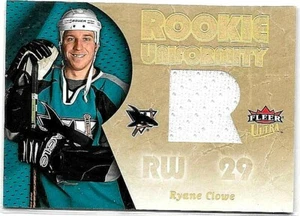 RYANE CLOWE 2005-06 FLEER ULTRA NOVATO UNIFORMIDAD CAMISETA USADA POR EL JUGADOR + LOTE DE 26 CARTAS - Imagen 1 de 1