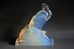FIGURA GRANDE DE CRISTAL OPALESCENTE CIGÜEÑAS SABINO ART DECO - Imagen 1 de 5