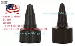 24/410 BLACK LDPE TWIST TOP CLOSURES, BLACK TIP - DISPENSING - QTY 50 caps - Picture 1 of 2