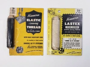 2 Hiawatha Elastic Sewing Thread Lastex Yarn Spool Booklet 1948 Heat Resistant - Picture 1 of 5