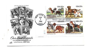 2098-01 Dogs ArtCraft plate block, FDC - Picture 1 of 1