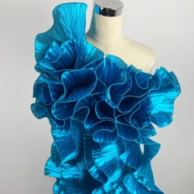 2 Yards Organza Ruffled Fabric Pleated Trim Metallic Tulle Edging Sewing DIY - Image 1 of 4